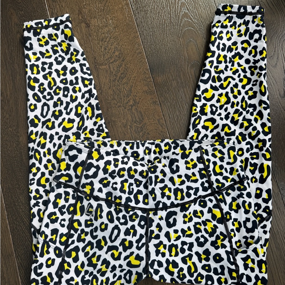 White, Yellow and Black Leopard Leggings